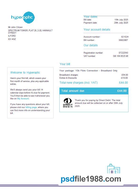 Slovakia Hyperoptic Utility Bill